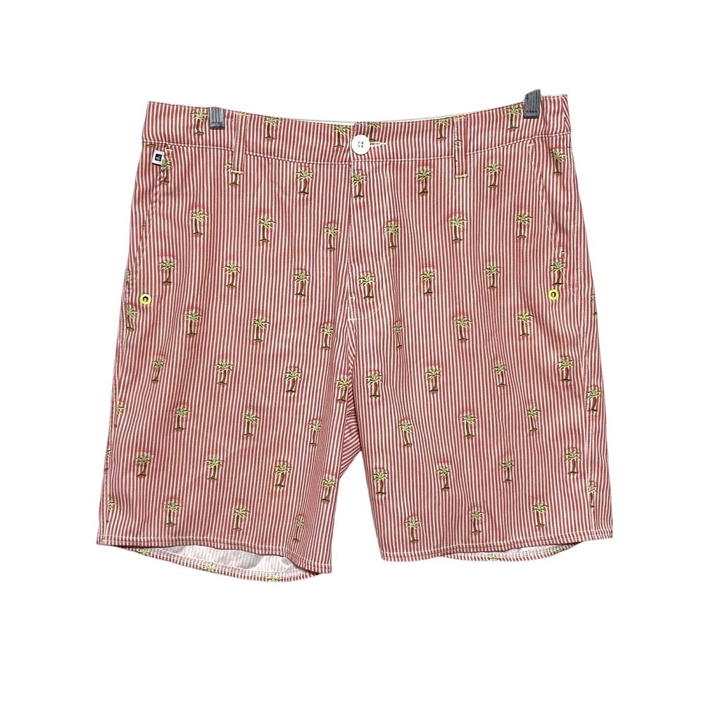 Sperry Palm Trees Red White Striped Swim Shorts Mens 32 Beach Vacation Resort